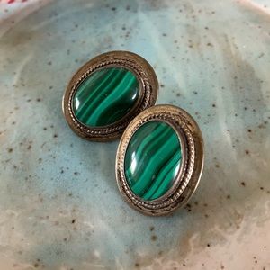 Vintage Sterling Green Earrings